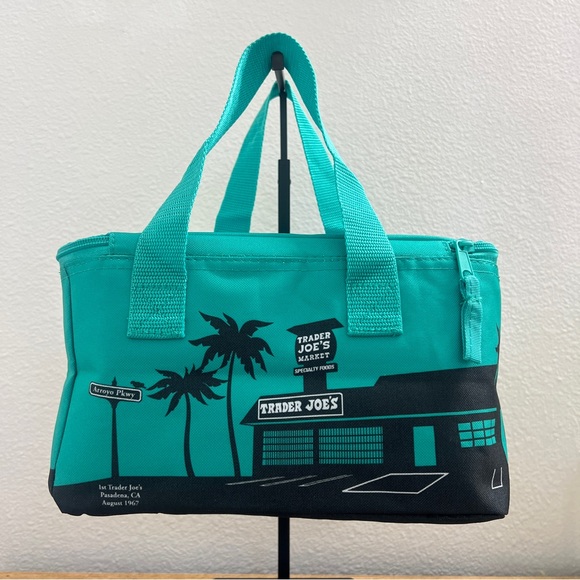 NWT Trader Joe’s Teal Blue Mini Insulated Tote Bag - Picture 4 of 5